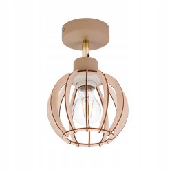LAMPA sufitowa KINKIET ścienny regulowany E27 KASZMIR beż ecru klosz DREWNO