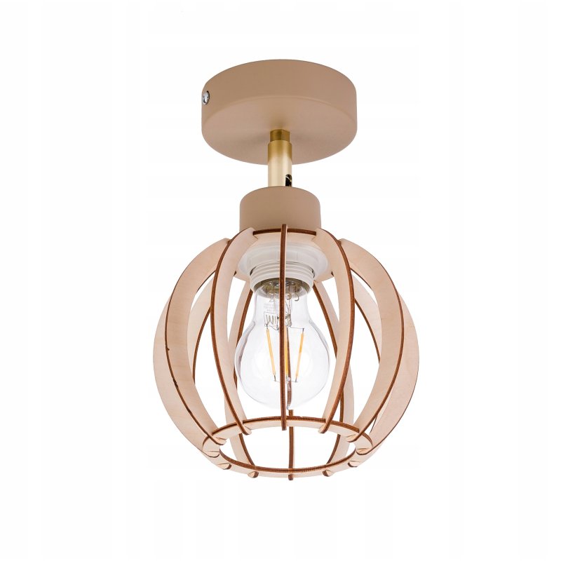 LAMPA sufitowa KINKIET ścienny regulowany E27 KASZMIR beż ecru klosz DREWNO