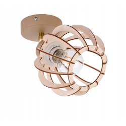 LAMPA sufitowa KINKIET ścienny regulowany E27 KASZMIR beż ecru klosz DREWNO