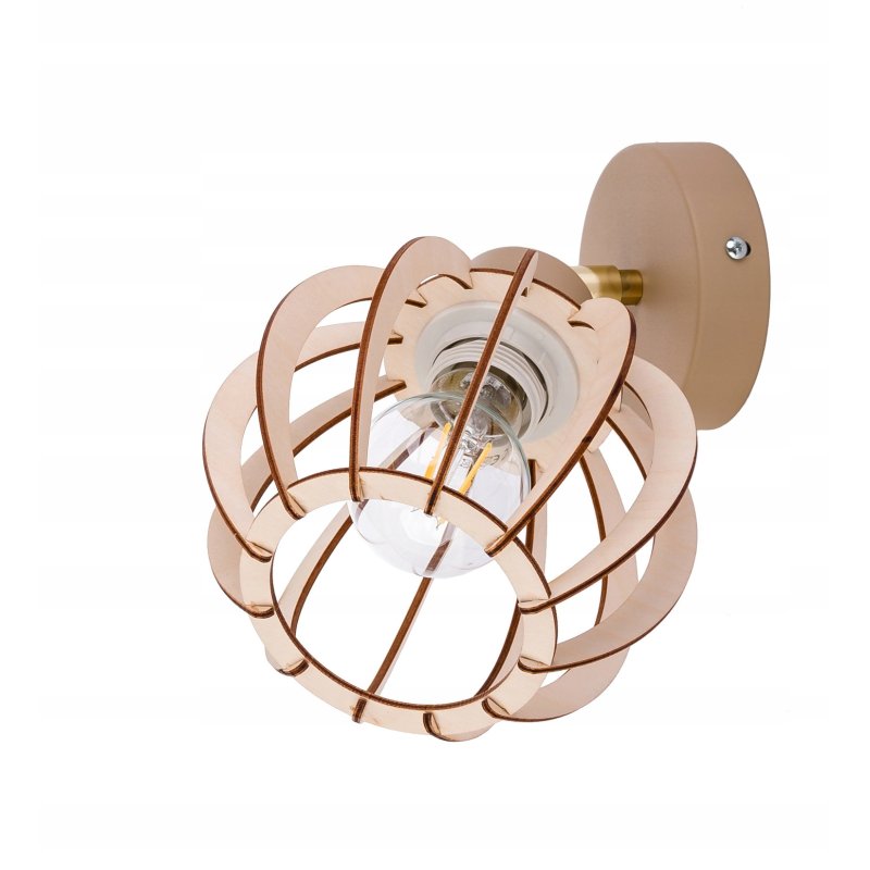 LAMPA sufitowa KINKIET ścienny regulowany E27 KASZMIR beż ecru klosz DREWNO