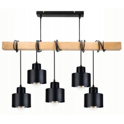 LAMPA drewniana belka wisząca sufitowa ŻYRANDOL ZWIS KUBEK adex 5x E27