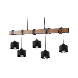 LAMPA drewniana belka wisząca sufitowa ŻYRANDOL ZWIS KUBEK adex 5x E27
