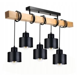 LAMPA drewniana belka wisząca sufitowa ŻYRANDOL ZWIS KUBEK adex 5x E27