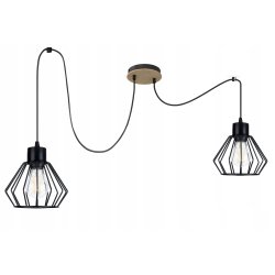 LAMPA sufitowa wisząca ZWIS Loft na klosz metal drewno PAJĄK na 2xE27