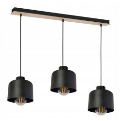 Lampa wisząca zwis żyrandol sufitowa LOFT klosz KUBEK metal Drewno na 3 E27