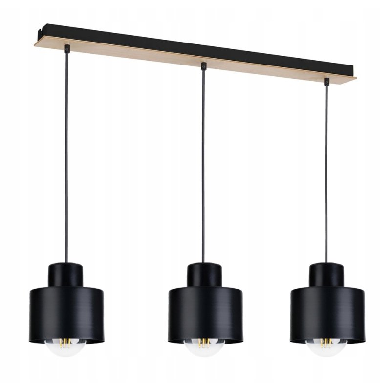 Lampa wisząca zwis żyrandol sufitowa LOFT klosz KUBEK metal Drewno na 3 E27