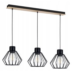 Lampa wisząca zwis żyrandol sufitowa LOFT klosz BRYLANT metal Drewno 3x E27