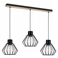 Lampa wisząca zwis żyrandol sufitowa LOFT klosz BRYLANT metal Drewno 3x E27