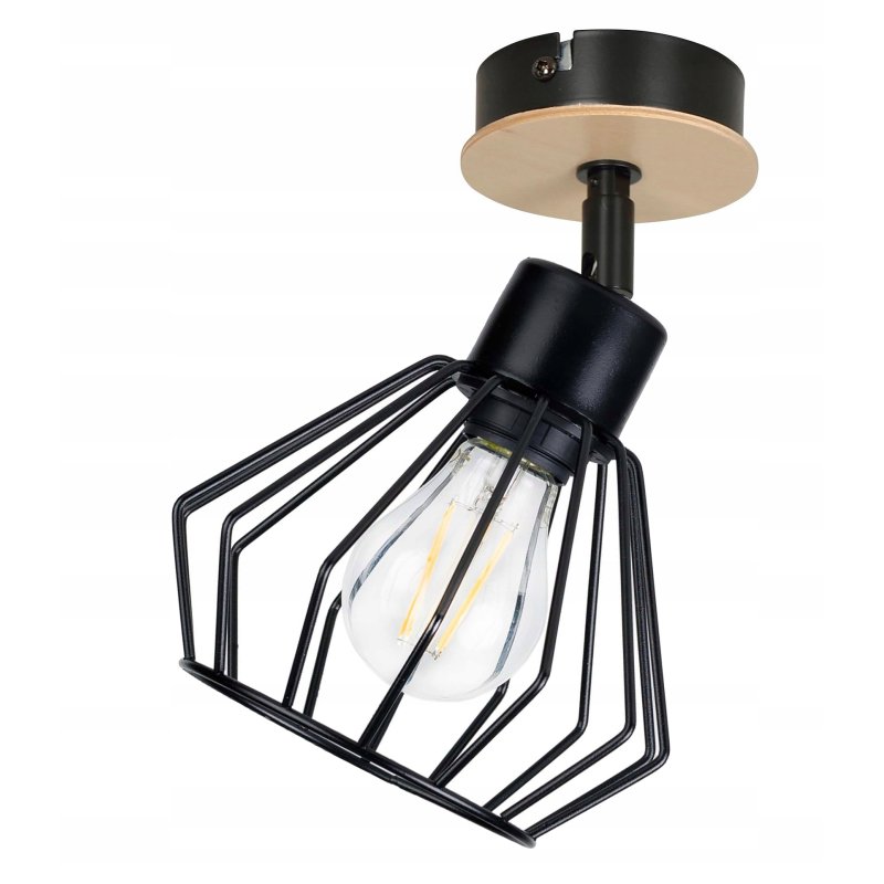 Lampa sufitowa KINKIET ścienny Drewno regulowany LOFT klosz brylant na E27