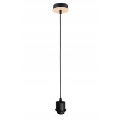 LAMPA wisząca sufitowa ŻYRANDOL zwis KULA metal CZARNY + DREWNO na 1x E27