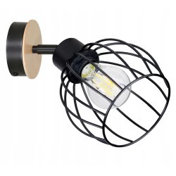 Lampa sufitowa KINKIET ścienny Drewno regulowany LOFT klosz kula na E27