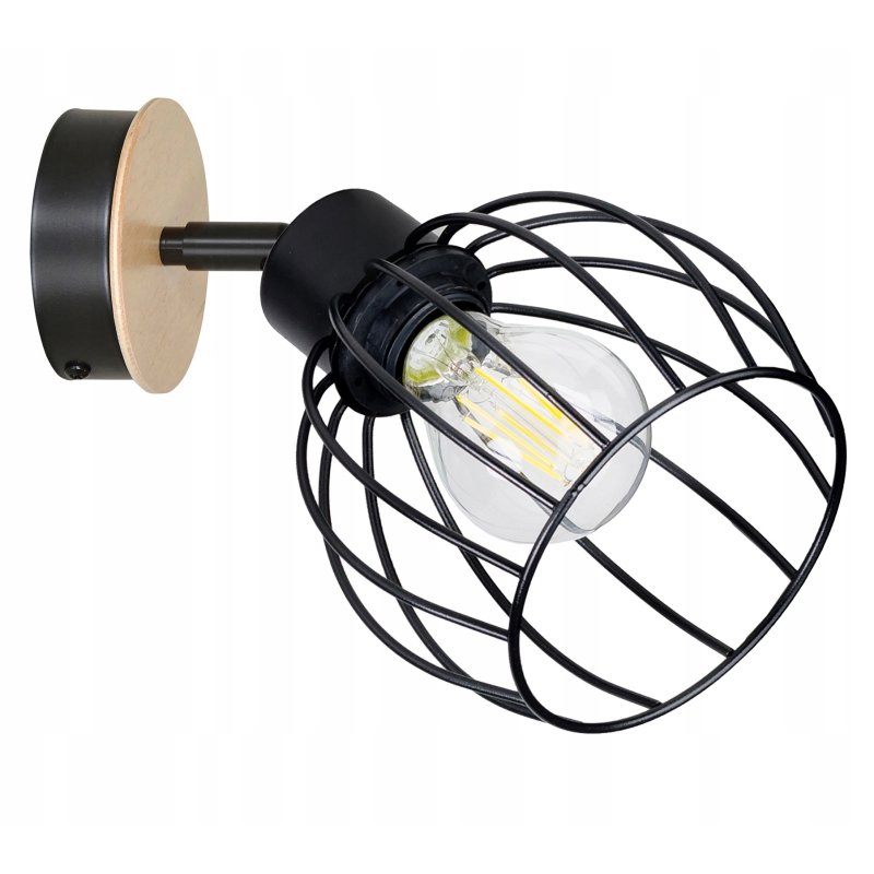 Lampa sufitowa KINKIET ścienny Drewno regulowany LOFT klosz kula na E27