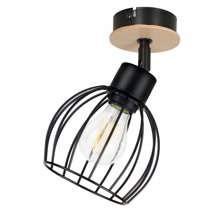 Lampa sufitowa KINKIET ścienny Drewno regulowany LOFT klosz kula na E27