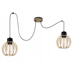 LAMPA sufitowa wisząca ZWIS Loft na klosz metal drewno PAJĄK na 2xE27