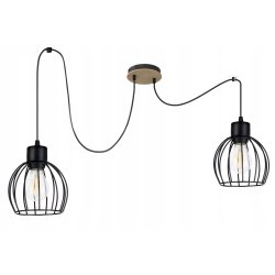 LAMPA sufitowa wisząca ZWIS Loft na klosz metal drewno PAJĄK na 2xE27