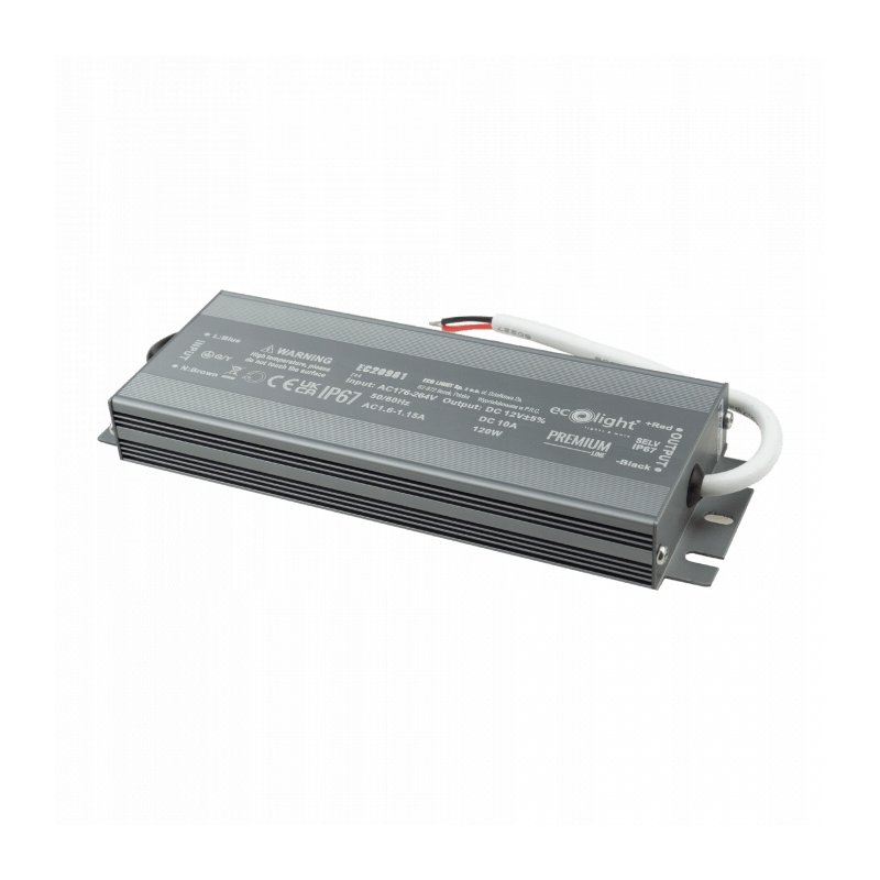 ZASILACZ HERMETYCZNY PREMIUM 12V 120W 10A wodoodporny IP67 do LED 3lata gw