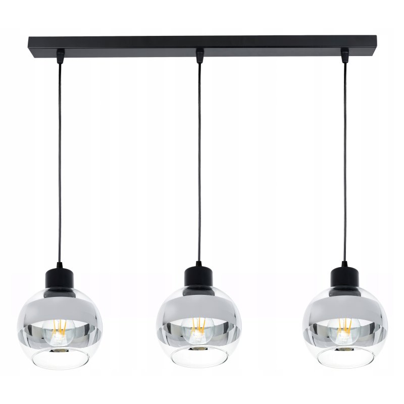 LAMPA sufitowa wisząca ZWIS belka ŻYRANDOL na E27 KULA Szklana chrom clear