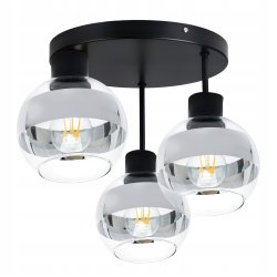 LAMPA sufitowa PLAFON ŻYRANDOL WYSOKI stały na E27 KULA Szklana chrom clear