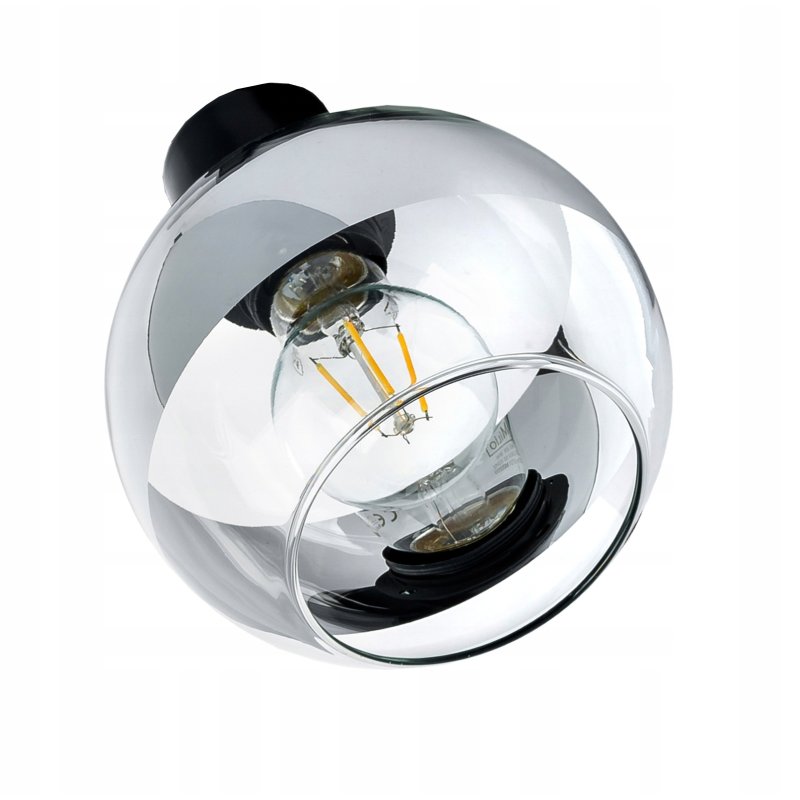 LAMPA sufitowa PLAFON ŻYRANDOL WYSOKI stały na E27 KULA Szklana chrom clear