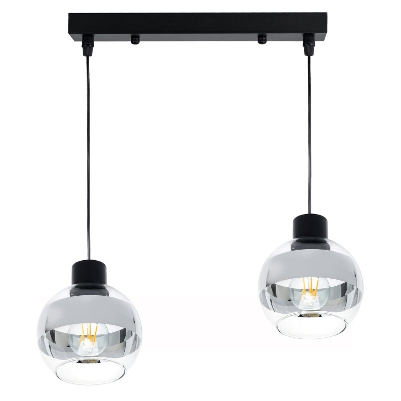 LAMPA sufitowa wisząca ZWIS belka ŻYRANDOL na E27 KULA Szklana chrom clear