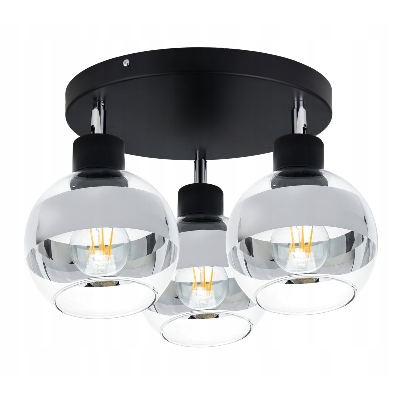 LAMPA sufitowa PLAFON ŻYRANDOL regulowana na E27 KULA szklana clear chrom