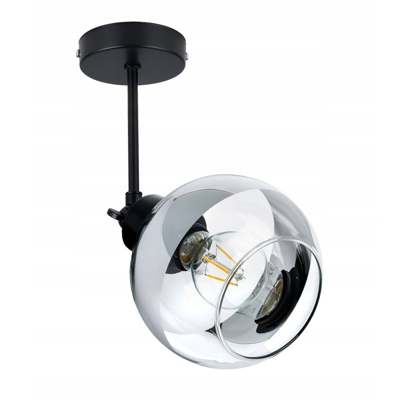 LAMPA sufitowa KINKIET ścienny na E27 ruchomy LOFT szklany KULA clear chrom