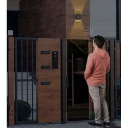 Kinkiet Ogrodowy ścienny Elewacyjny na 2x GU10 Czarny IP44 Lampa zew. z PIR