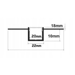 PROFIL aluminiowy XL szeroki 20mm do taśm led karton-gips 2m transparentny