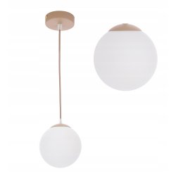 LAMPA WISZĄCA ZWIS ŻYRANDOL SUFIT SZKLANY KLOSZ KULA KASZMIR beż ecru beige