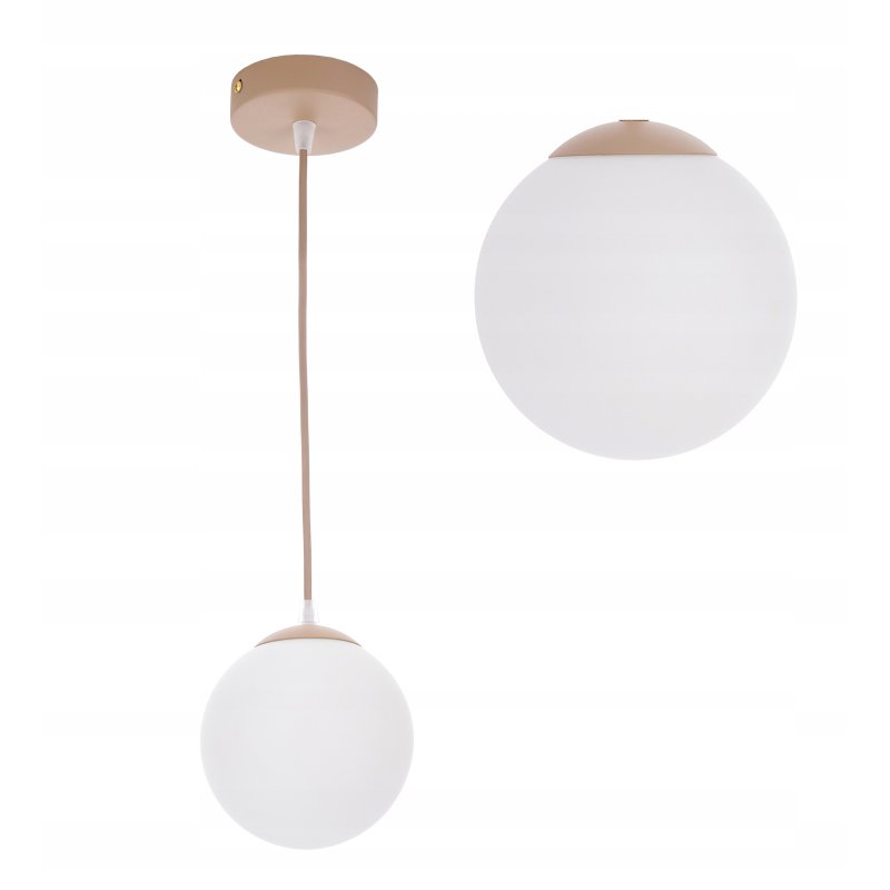 LAMPA WISZĄCA ZWIS ŻYRANDOL SUFIT SZKLANY KLOSZ KULA KASZMIR beż ecru beige