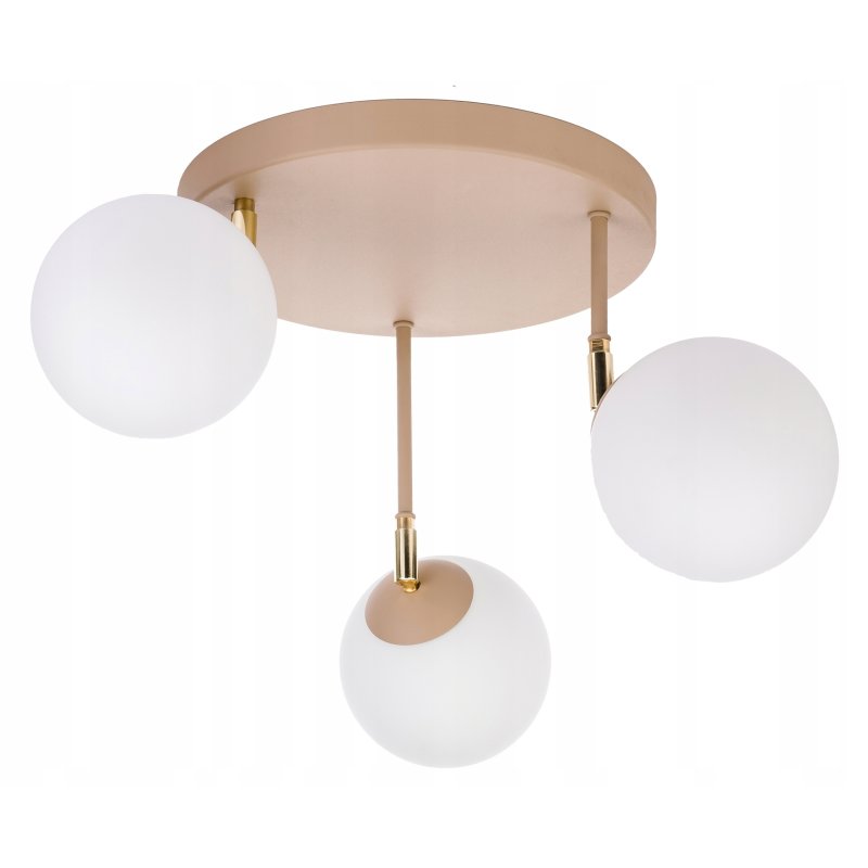 LAMPA sufitowa PLAFON SZKLANY KLOSZ KULA 3 LED E27 KASZMIR beż ecru beige