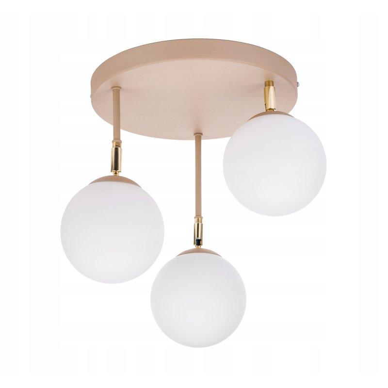 LAMPA sufitowa PLAFON SZKLANY KLOSZ KULA 3 LED E27 KASZMIR beż ecru beige
