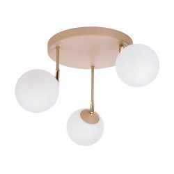 LAMPA sufitowa PLAFON SZKLANY KLOSZ KULA 3 LED E27 KASZMIR beż ecru beige