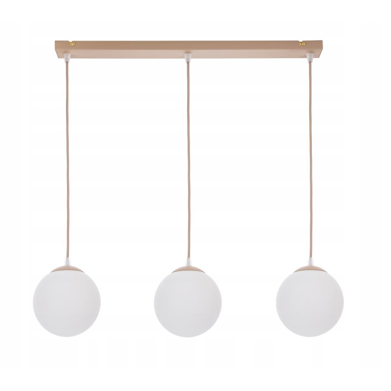 LAMPA WISZĄCA ZWIS ŻYRANDOL SUFITOWY SZKLANY KLOSZ KULA LED E27 KASZMIR beż