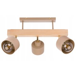 LAMPA drewniana belka sufitowa ŻYRANDOL PLAFON KLOSZ KUBEK E27 KASZMIR beż
