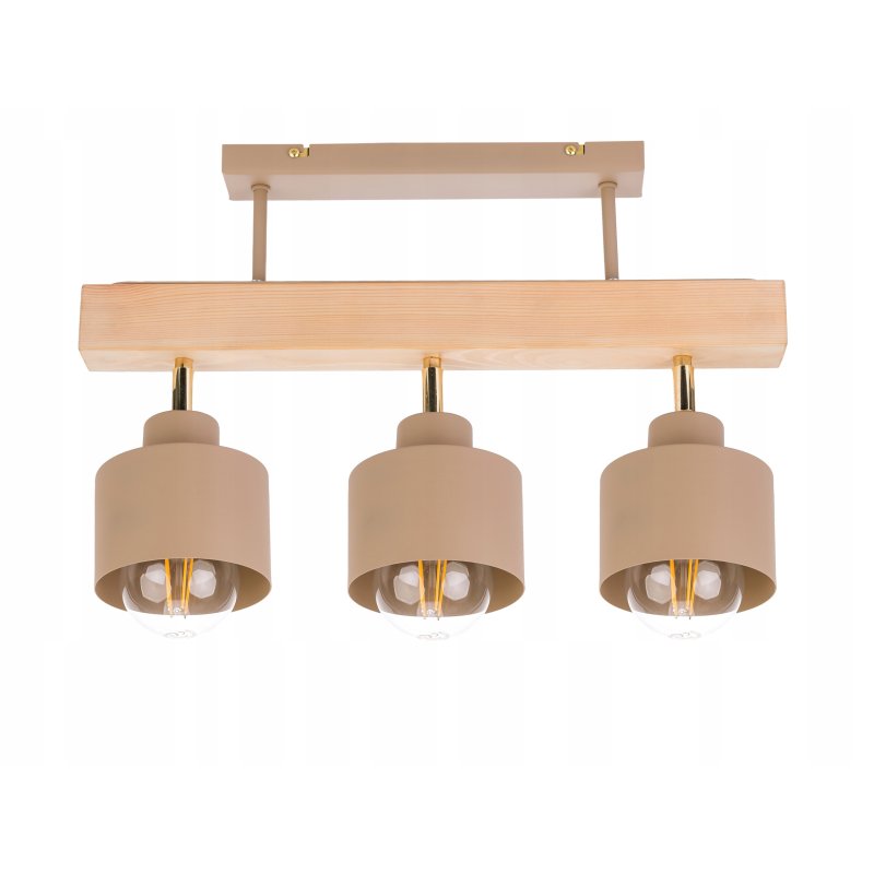LAMPA drewniana belka sufitowa ŻYRANDOL PLAFON KLOSZ KUBEK E27 KASZMIR beż