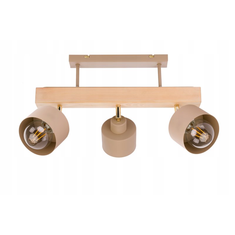 LAMPA drewniana belka sufitowa ŻYRANDOL PLAFON KLOSZ KUBEK E27 KASZMIR beż