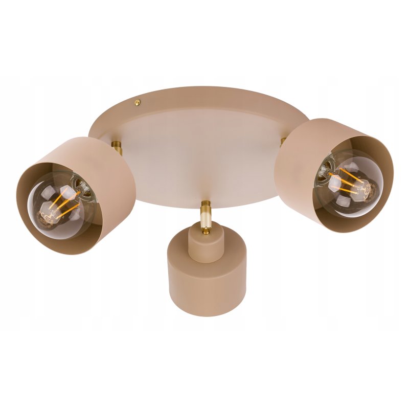 LAMPA WISZĄCA SUFITOWA PLAFON ŻYRANDOL RUCH KUBEK 3x E27 KASZMIR beż ecru
