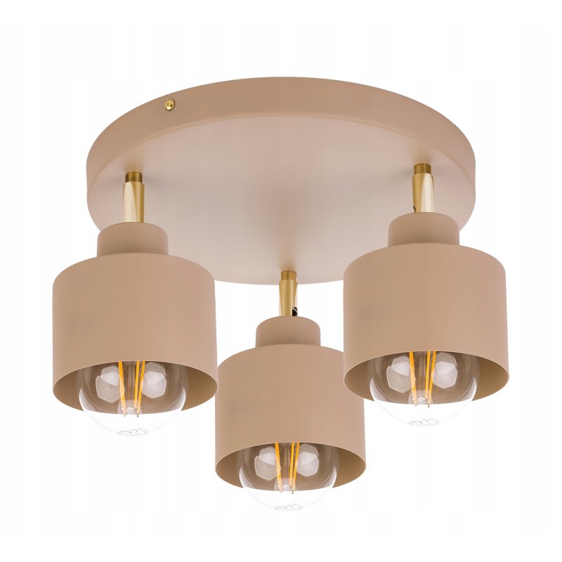 LAMPA WISZĄCA SUFITOWA PLAFON ŻYRANDOL RUCH KUBEK 3x E27 KASZMIR beż ecru