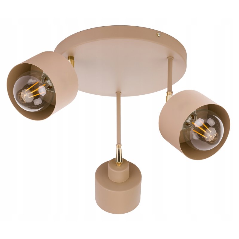 LAMPA WISZĄCA SUFITOWA PLAFON ŻYRANDOL RUCH KUBEK 3x E27 KASZMIR beż ecru