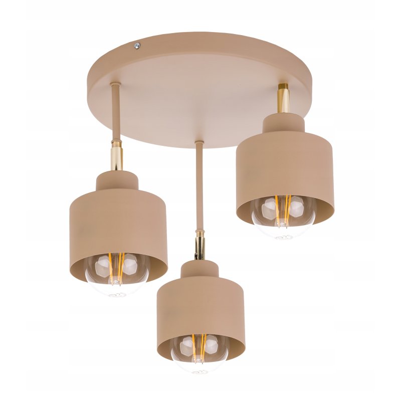 LAMPA WISZĄCA SUFITOWA PLAFON ŻYRANDOL RUCH KUBEK 3x E27 KASZMIR beż ecru