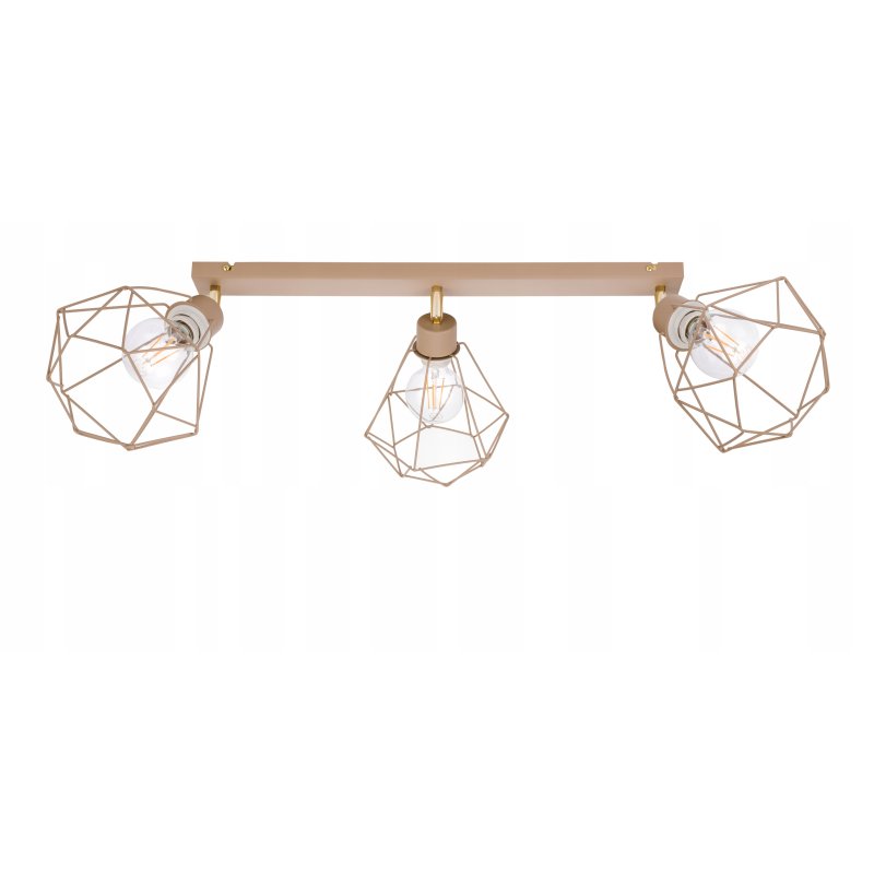 LAMPA WISZĄCA SUFITOWA PLAFON ŻYRANDOL RUCH DIAMENT 3x E27 KASZMIR beż ecru