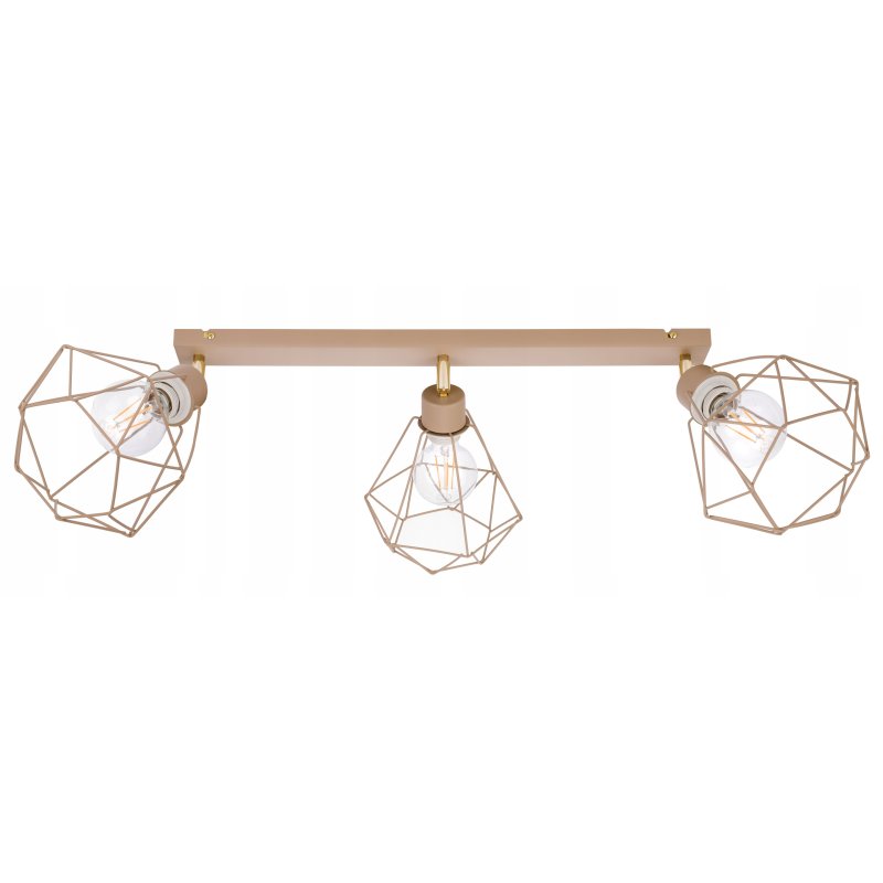 LAMPA WISZĄCA SUFITOWA PLAFON ŻYRANDOL RUCH DIAMENT 3x E27 KASZMIR beż ecru