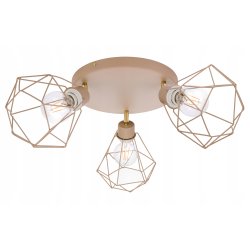 LAMPA WISZĄCA SUFITOWA PLAFON ŻYRANDOL RUCH DIAMENT 3x E27 KASZMIR beż ecru