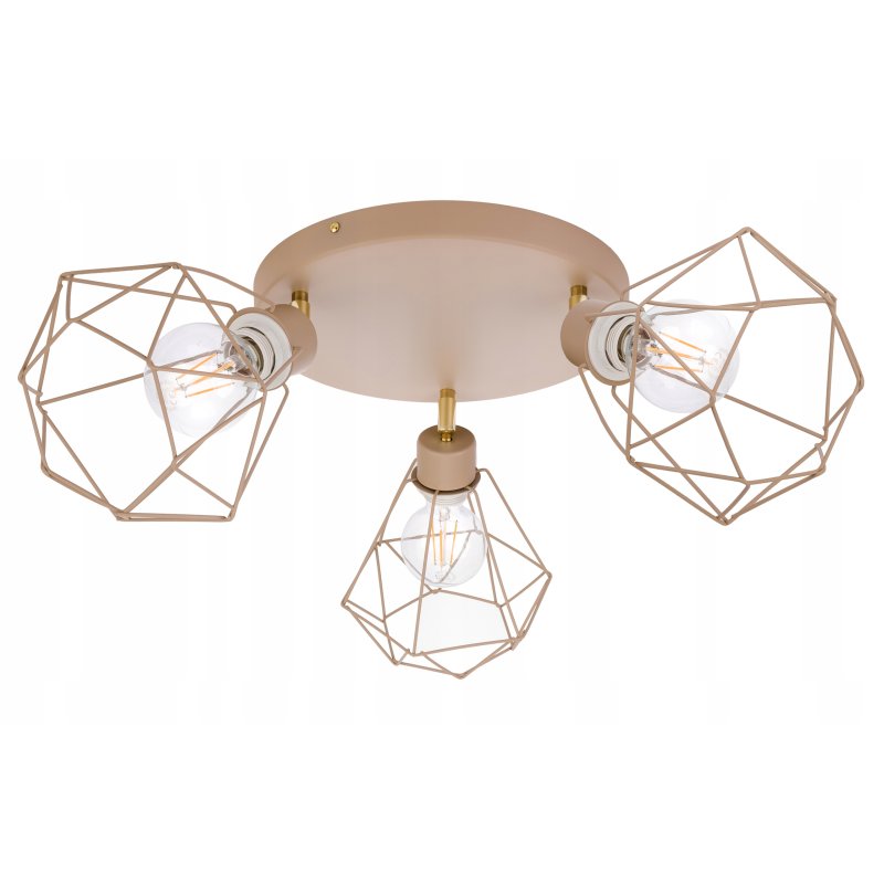LAMPA WISZĄCA SUFITOWA PLAFON ŻYRANDOL RUCH DIAMENT 3x E27 KASZMIR beż ecru