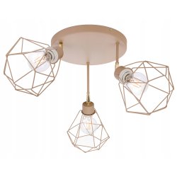 LAMPA WISZĄCA SUFITOWA PLAFON ŻYRANDOL RUCH DIAMENT 3x E27 KASZMIR beż ecru