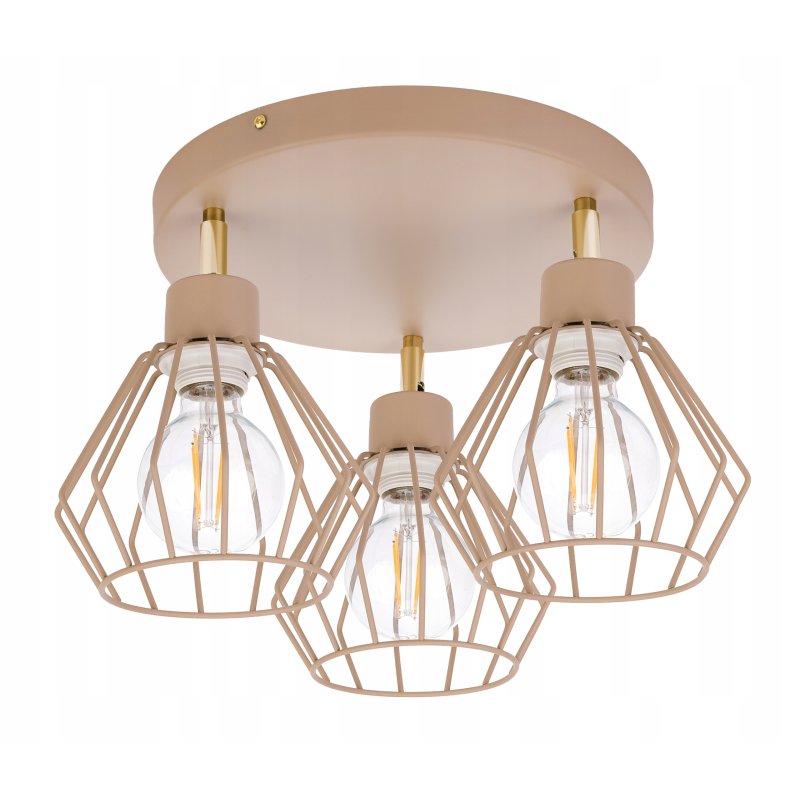 LAMPA WISZĄCA SUFITOWA PLAFON ŻYRANDOL RUCH BRYLANT 3x E27 KASZMIR beż ecru