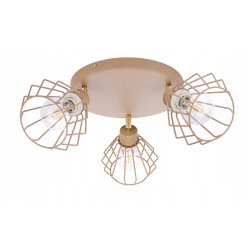 LAMPA WISZĄCA SUFITOWA PLAFON ŻYRANDOL RUCH BRYLANT 3x E27 KASZMIR beż ecru