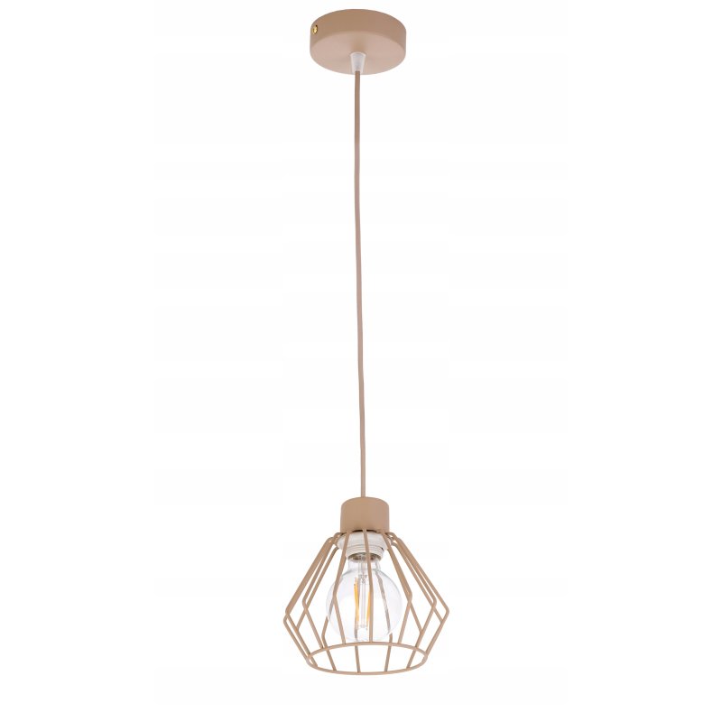 LAMPA WISZĄCA ZWIS ŻYRANDOL SUFITOWY klosz BRYLANT na E27 KASZMIR beż ecru
