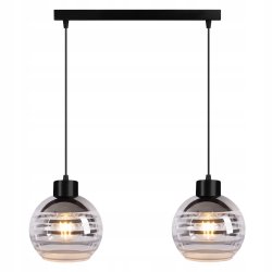 Lampa wisząca sufitowa ZWIS belka na 2x E27 szklany klosz kula paski